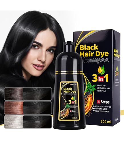 Amazon.com : 3-in-1 Black Hair Dye Shampoo, Natural Herbal Formula
